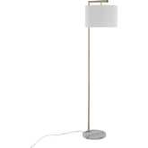 Fran Floor Lamp in Gold Metal, White Marble, & White Linen Shade